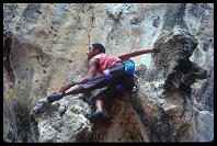 Darryl Jones on "Muai Thai" (6b+) at Muai Thai Wall