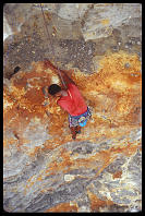 Darryl Jones climbing the second pitch of Ao Nang Tower