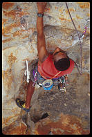 Darryl Jones climbing the second pitch of Ao Nang Tower
