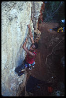 Darryl Jones climbing "Babo Does Thailand" (6c) at the Keep