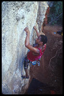 Darryl Jones climbing "Babo Does Thailand" (6c) at the Keep