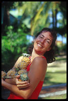 Kim Gibbs with her fresh pineapples