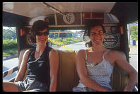 Jamie and Kim riding in a jeepney to the Krabi Airport