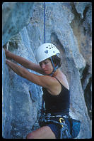 Jamie Ferguson climbing "Fit To Be Thaid" (6a+) at the Thaiwand Wall
