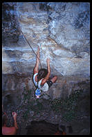 Sheryl Lehman climbing "Papaya Salad" (7a) at Tonsai