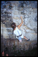 Sheryl Lehman climbing "Papaya Salad" (7a) at Tonsai