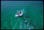 Towing the inflatable, Abacos Bahamas