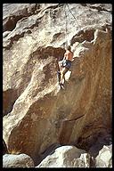 David Benson cranking the moves on Cactus Flower (5.11b). Joshua Tree NP, California