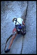 David Benson leading Bloody Fingers (5.10a). City of Rocks, Idaho