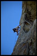 David Benson leading Nipples and Clits (5.10a) at City of Rocks. Idaho
