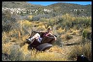 Julie Haas, hanging out in style. Joshua Tree NP, California