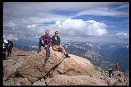 Dennis Maher and David Benson at the summit on Long's Peak. Rock Mountain National Park, Colorado