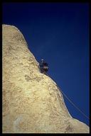 Shaun Lauder on Loose Lady (5.9+), a Joshua Tree classic. Joshua Tree NP, California
