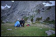 Ian Springsteel and David Benson camped near Pingora. Wind River Range, Wyoming