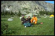 The Jenny Lake Rescue Team along with their patient, Mark. Wind River Range, Wyoming