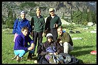 Our Wind River Range crew. (back l-r) Hilary Coolidge, David Benson, Ian Springsteel. (front l-r) Simon Carr, Mark Gallagher, Mike DiChicco. Not present Dave Oka