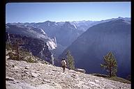 Walking over the summit of El Capitan. Yosemite, California
