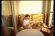Eric Benson, relaxing onboard the ship
