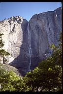 Yosemite Falls, with Lost Arrow Spire just visible to the upper right. Yosemite, California