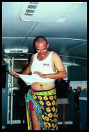 Erwin showing off the latest fashons in the Sea Dancer fashon show